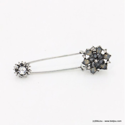 broche épingle à nourrice baroque métal fleur strass cristal femme 0518501