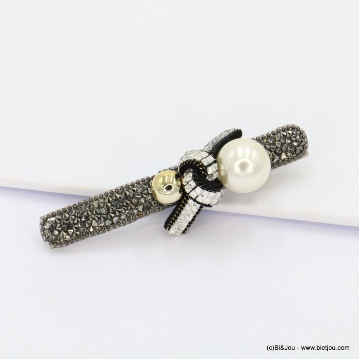 pince plate métal cristaux noeud perle acrylique femme 0621507