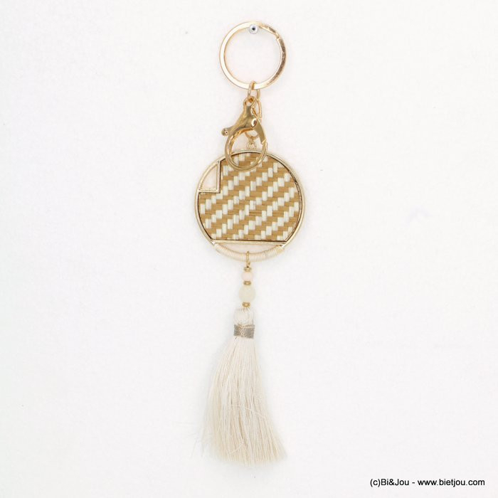 porte-clés bijou de sac boho chic anneau tressage pompon fil 0819024 porte-clés bijou de sac boho chic anneau tressage pompon fil 0819024