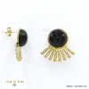 boucles d'oreilles acier inoxydable demi soleil cabochon pierre femme 0322012