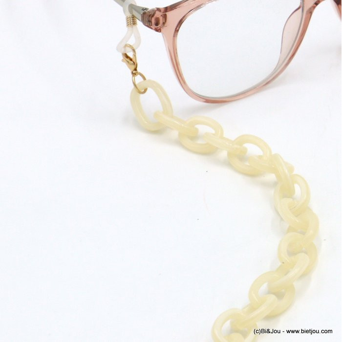 chaîne de lunettes porte-masque vintage maille ovale acrylique femme 0122006 naturel/beige