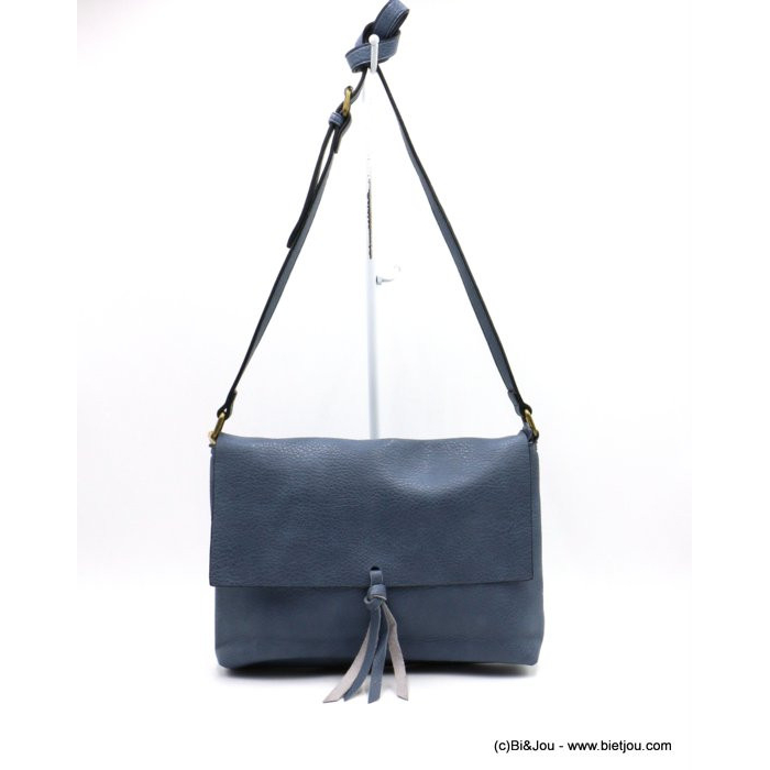 Sac à bandoulière Flora&Co besace simili-cuir souple grainé femme 0921036 bleu foncé