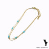 chaine de cheville acier inoxydable double chaines cristal femme 0222129 bleu turquoise