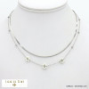 collier double-rang acier inoxydable fleurs imitation perle femme 0122060