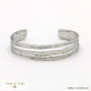 bracelet jonc ouvert acier inoxydable martelé antique femme 0222094