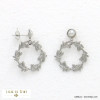 boucles d'oreille acier inoxydable couronne feuilles imitation perle femme 0322063