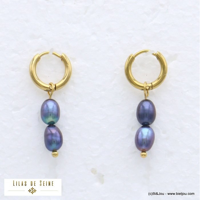 boucles d'oreille mini créoles perles eau douce acier inoxydable femme 0321542 boucles d'oreille mini créoles perles eau douce acier inoxydable femme 0321542