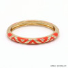 Bracelet jonc ouvrable motifs triangles émail métal femme 0221582 rouge corail