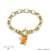 bracelet acier inoxydable ourson guimauve émail perle eau douce fermoir T batonnet femme 0222015 orange