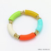 bracelet vintage élastique tubes résine colorée métal femme 0222137