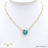 collier acier inoxydable fleur pierre naturelle femme 0122103