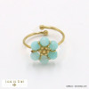 bague acier inoxydable fleur pierre naturelle femme 0422051