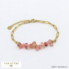 bracelet éclats pierre chaîne mailles rectangulaires acier inoxydable femme 0221013 rouge corail