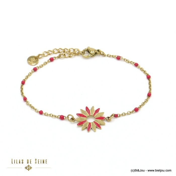 bracelet acier inoxydable fleur résine époxy femme 0222141 bracelet acier inoxydable fleur résine époxy femme 0222141