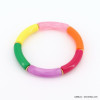 bracelet vintage élastique tubes acrylique coloré métal femme 0222154