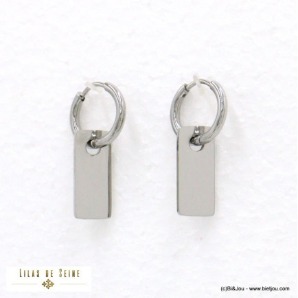 boucles d'oreille mini-créoles acier inoxydable minimaliste géométrique femme 0322096
