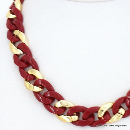 collier grosse maille acrylique femme 0122526 rouge bordeaux