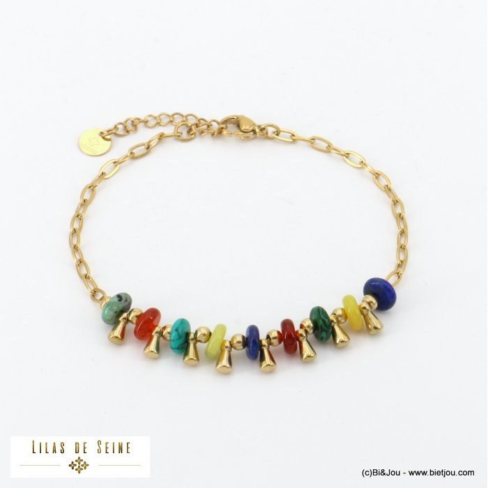 Lot De 7 Bracelets Empilables Tricolores En Acier Inoxydable