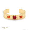 bracelet jonc acier inoxydable arabesque cabochons goutte pierre véritable femme 0222506