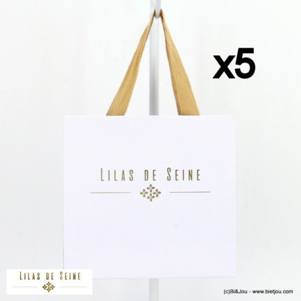 5 sacs cadeau carton texturé avec anses en coton pour bijoux Lilas de Seine 0622501