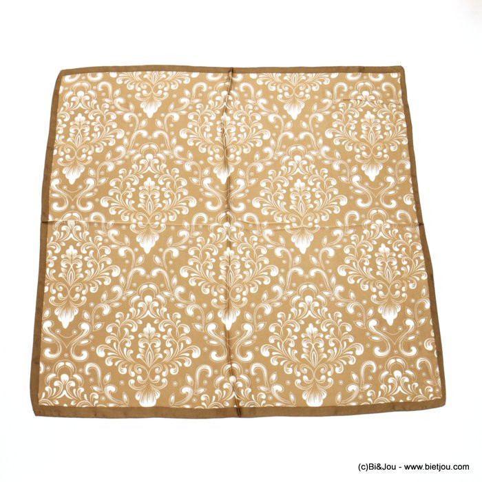 carré effet satiné motif renaissance floral touché soie polyester femme 0722512