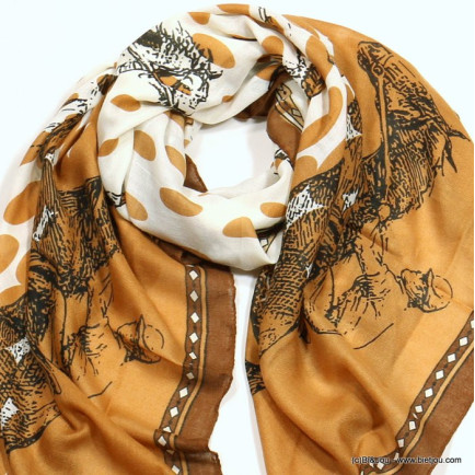 foulard motif équitation femme 0722519 marron
