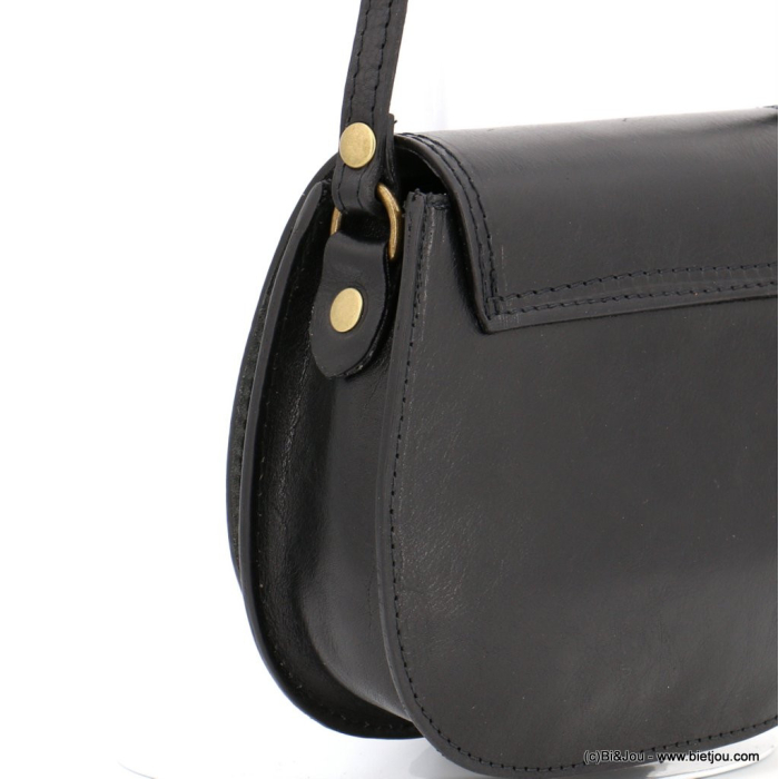 sac à bandoulière cuir véritable rigide mat rabat 0922505 noir