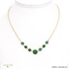 Collier perles pierres naturelles et acier inoxydable à chaîne maille rectangle 0122543 vert