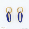 Boucles d'oreilles créoles en acier et anneaux peints en résine effet émail 0322569 bleu foncé