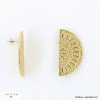 Boucles d'oreilles aztèques bouclier gravé en acier inoxydable 0322504 doré