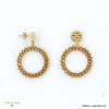 Boucles d'oreilles pendantes acier et anneaux perles brodées 0322509 orange