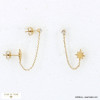 Boucles d'oreilles étoiles et chaîne double trous en acier et strass 0322554 doré
