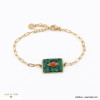 Bracelet talisman pierre véritable et acier inoxydable 0222534 vert