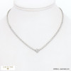 Collier court pendentif trèfle acier et chaîne strass 0122548 argenté