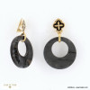 Boucles d'oreilles pendantes à clips oreilles non percées acétate et acier 0322563 noir