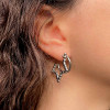Boucles d'oreilles créoles double anneaux avec étoiles texturées rock 0322542