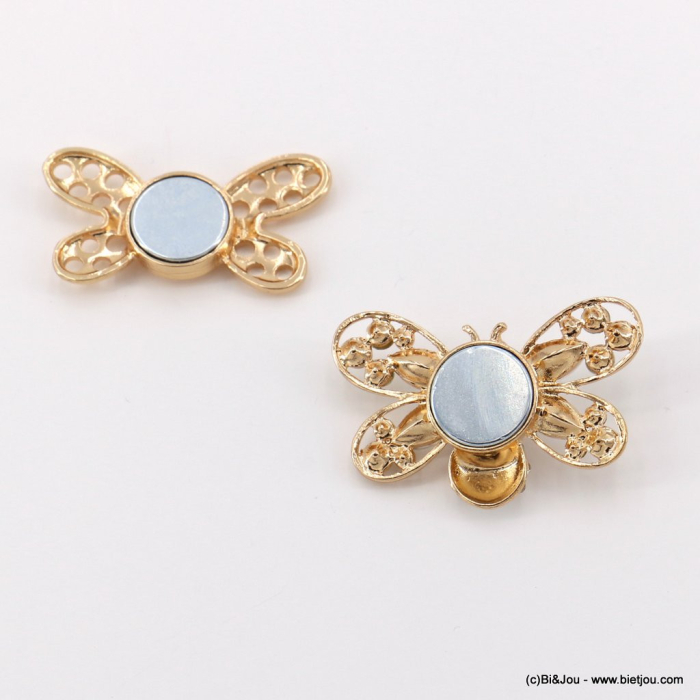 Broche abeille aimantée métal strass perle acrylique émail 0522513 doré