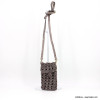 Pochette souple smartphone fils tressé polyester métallisé bandoulière cuir 0922551 gris clair