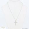 Collier croix strass blanc acier inoxydable femme 0122579 argenté