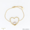 Bracelet double coeur acier inoxydable strass femme 0222559 doré