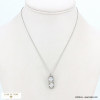 Collier pendentif chic ovale en acier inoxydable et strass losanges 0122578 argenté