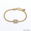 Bracelet halo scintillant carré cristal acier inoxydable strass chaîne maille gourmette femme 0222574 transparent