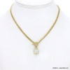 Collier cadenas chaîne maille gourmette fermoir T bâtonnet femme acier inoxydable strass 0122605 doré