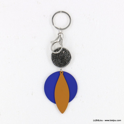 Bijou de sac géométrique métal peint strass porte-clefs 0822505 bleu foncé