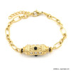 Bracelet acier inoxydable talisman strass chaîne maille multiple femme 0222583 doré