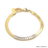 Bracelet acier inoxydable chaîne maille miroir strass rectangle femme 0222584 blanc
