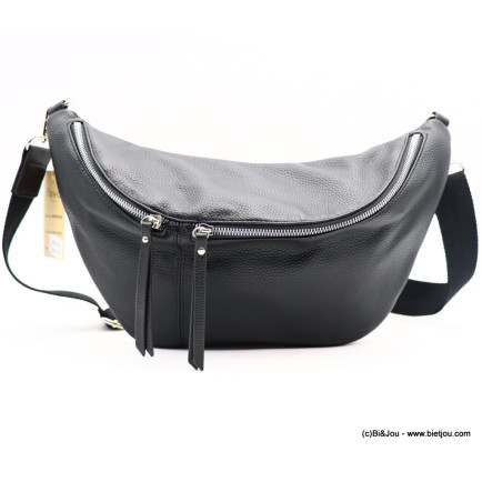 Sac banane XL Flora&Co simili-cuir grainé 2 compartiments 0923015 noir