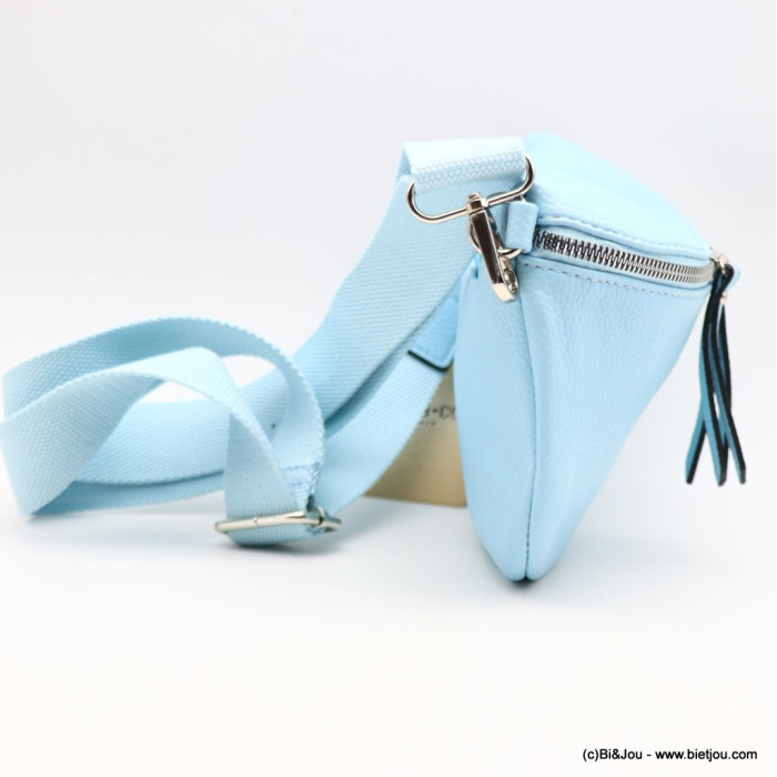 Sac banane Flora&Co simili-cuir grainé 1 compartiment 0923016 bleu ciel