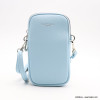 Pochette smartphone Flora&Co simili-cuir grainé 2 compartiments zippés 0923014 bleu ciel