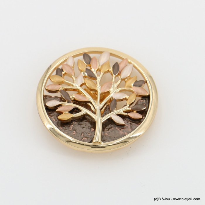 Broche aimantée arbre de vie émail et métal 0523001 naturel/beige